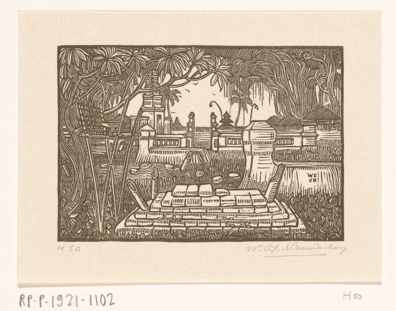Hautausmaa Singarajassa Balilla Hautausmaa Balilla tekijältä Wijnand Otto Jan Nieuwenkamp (signed by artist)