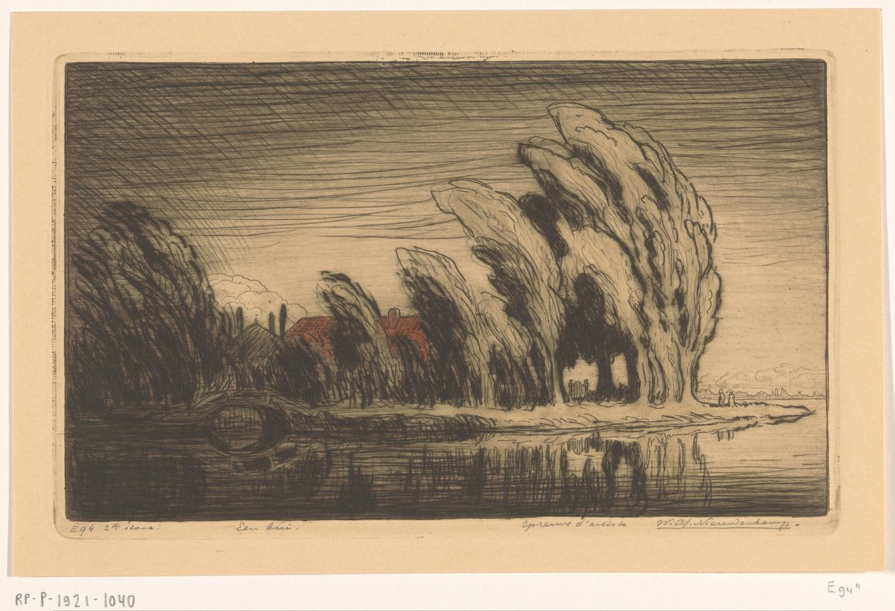 Maatila vedessä myrskyssä A Storm (alkuperäinen nimi) tekijältä Wijnand Otto Jan Nieuwenkamp (signed by artist)
