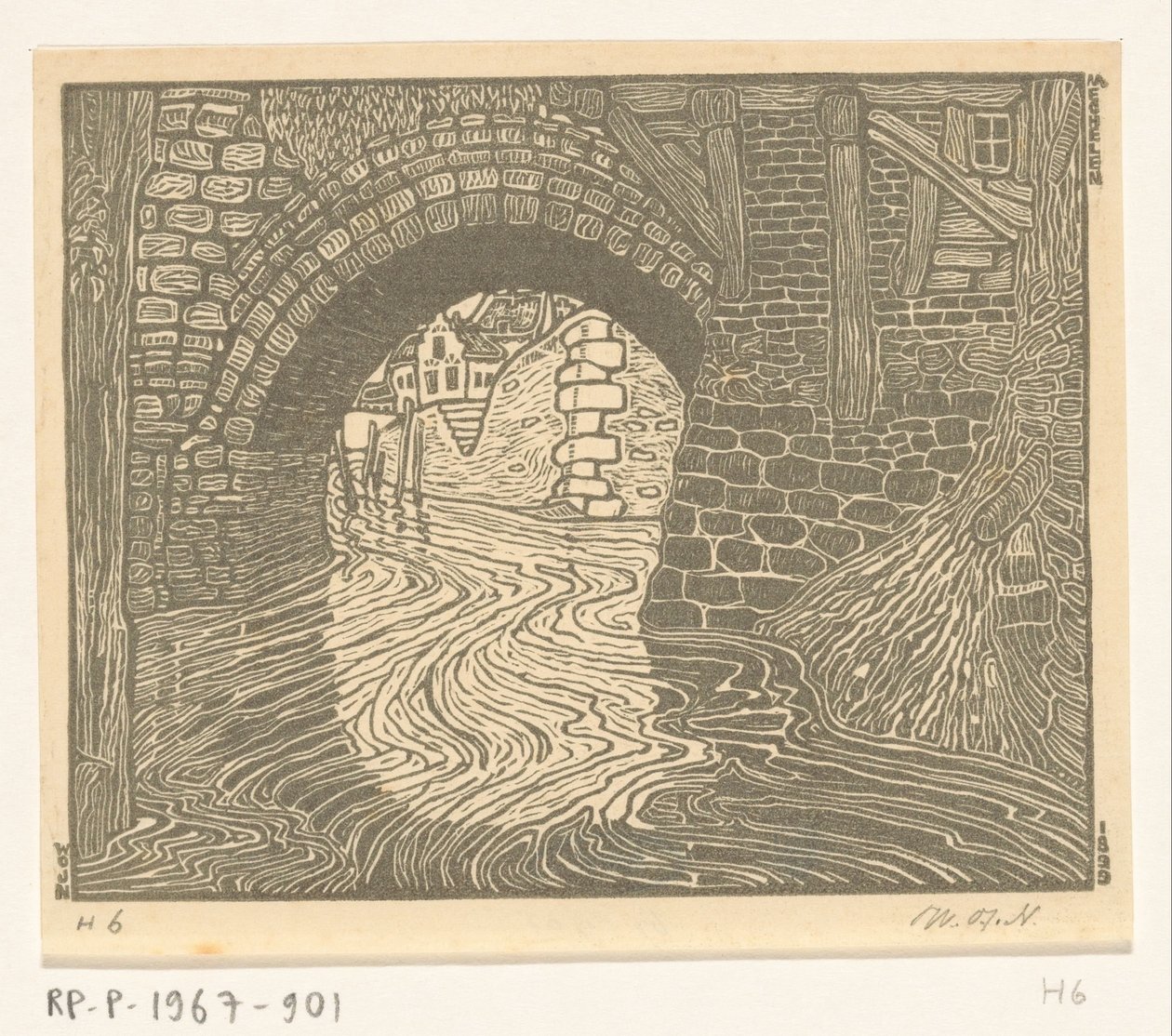 Bridge in Mechelen (alkuperäinen nimi) tekijältä Wijnand Otto Jan Nieuwenkamp (signed by artist)