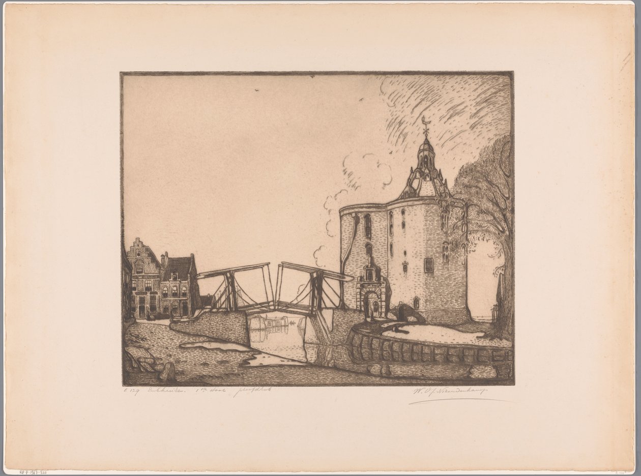 Näkymä Drommedarikselle Enkhuizenissa Enkhuizen, dromedaari (alkuperäinen nimi esineessä) tekijältä Wijnand Otto Jan Nieuwenkamp (signed by artist)