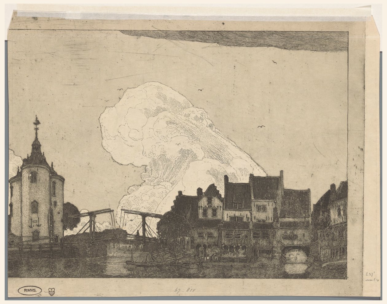 Enkhuizenin satama (alkuperäinen nimi) tekijältä Wijnand Otto Jan Nieuwenkamp (signed by artist)