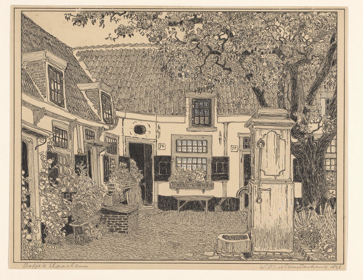 Hofje van Loo Haarlemissa tekijältä Wijnand Otto Jan Nieuwenkamp (signed by artist)