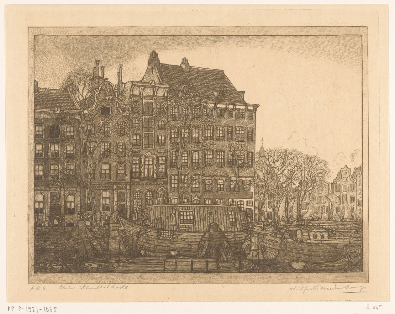Taloja Prins Hendrikkaden varrella Amsterdamissa Prins Hendrikkade (alkuperäinen nimi) tekijältä Wijnand Otto Jan Nieuwenkamp (signed by artist)