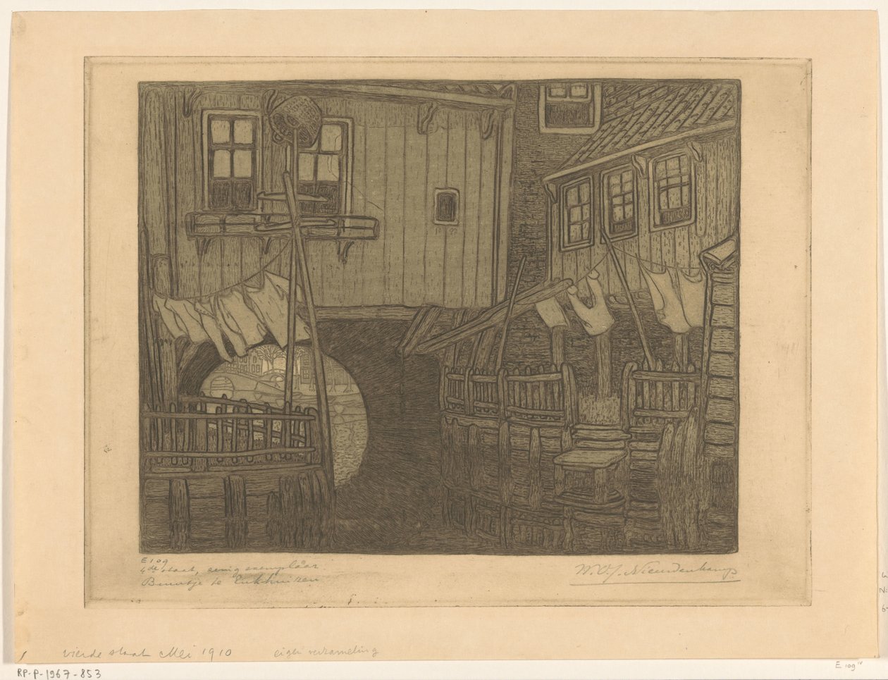 Talot Enkhuizenin satamassa Naapurusto Enkhuizenissa (alkuperäinen nimi) tekijältä Wijnand Otto Jan Nieuwenkamp (signed by artist)