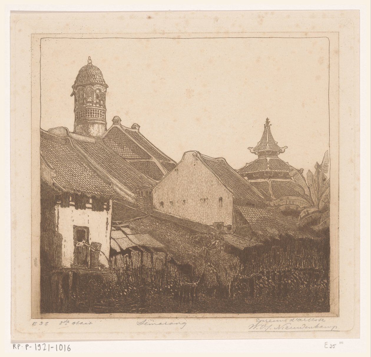 Taloja veden päällä Semarangissa In Semarang (alkuperäinen nimi) tekijältä Wijnand Otto Jan Nieuwenkamp (signed by artist)