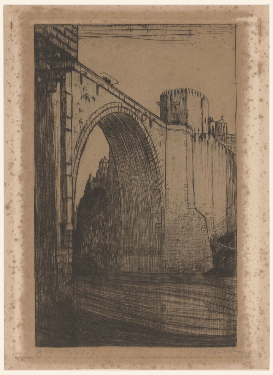 Alcantara-silta Taagin yli Toledossa Toledo, de oude brug (alkuperäinen nimi) tekijältä Wijnand Otto Jan Nieuwenkamp (signed by artist)