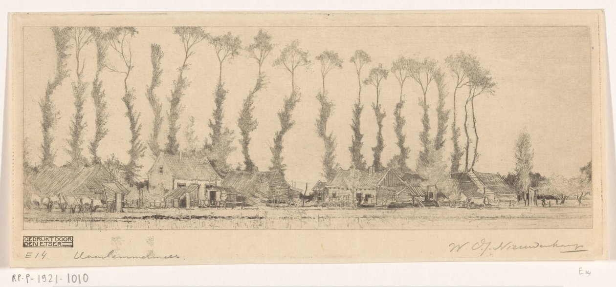 Puurivi talojen takana Haarlemmermeerissä Haarlemmermeerissä (alkuperäinen nimi) tekijältä Wijnand Otto Jan Nieuwenkamp (signed by artist)