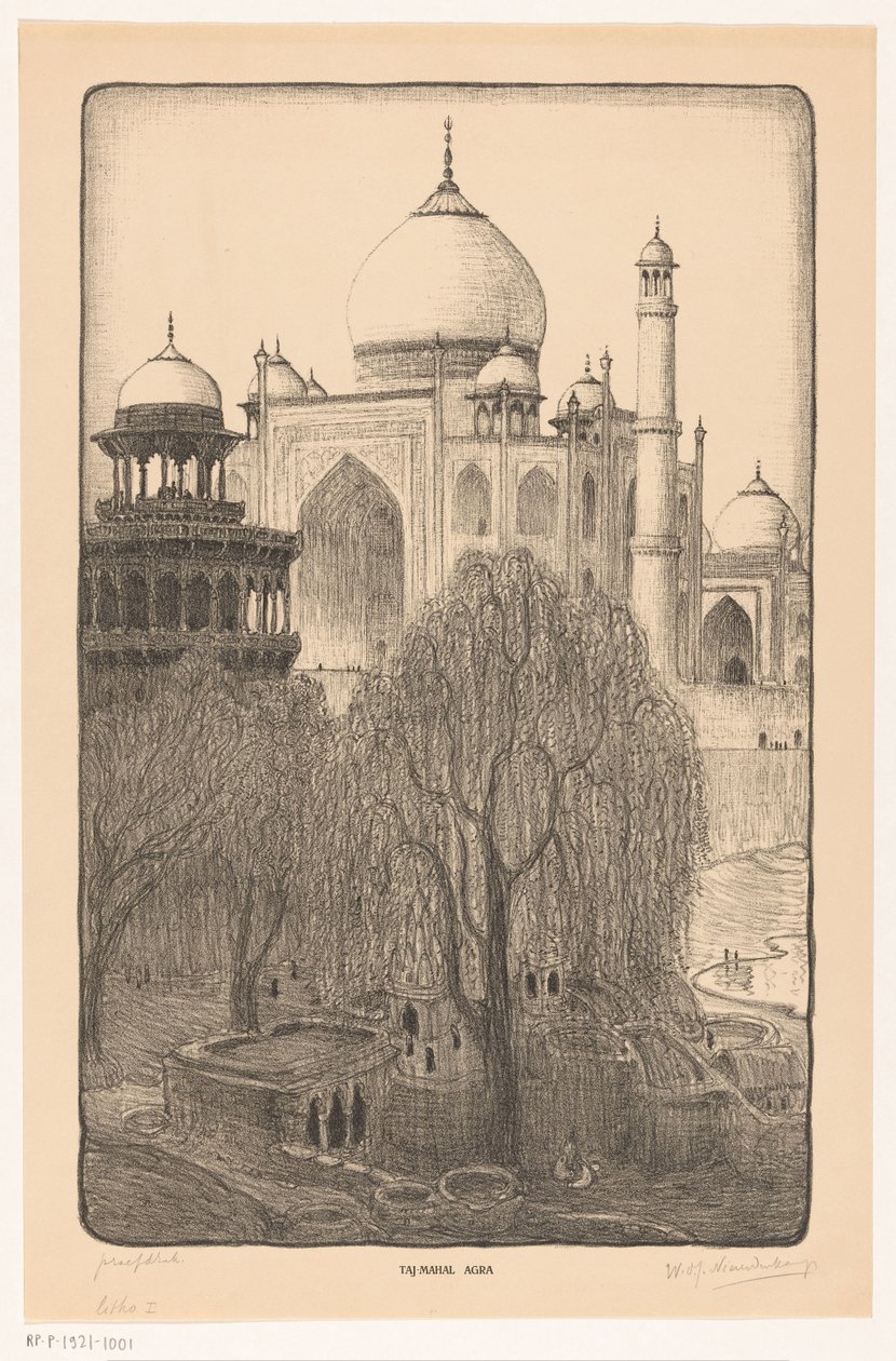 Taj Mahal, Agra (alkuperäinen nimi esineessä) tekijältä Wijnand Otto Jan Nieuwenkamp (signed by artist)