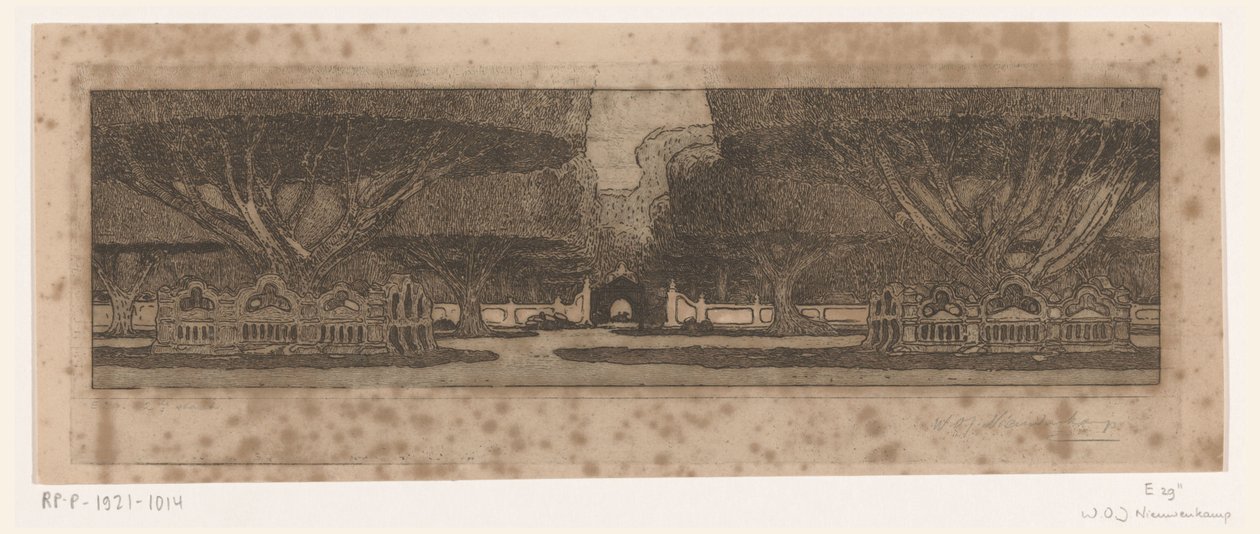 Waringin-puut sulttaanin palatsin puutarhassa Jogyakartassa Sulttaanin palatsissa (alkuperäinen nimi) tekijältä Wijnand Otto Jan Nieuwenkamp (signed by artist)