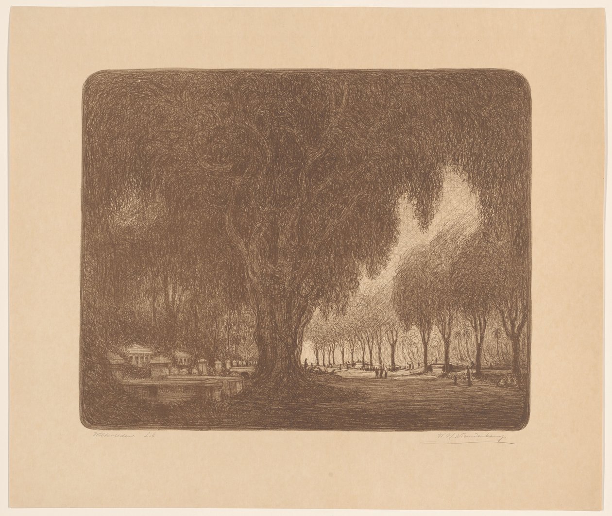 Weltevreden (alkuperäinen nimi esineessä) tekijältä Wijnand Otto Jan Nieuwenkamp (signed by artist)