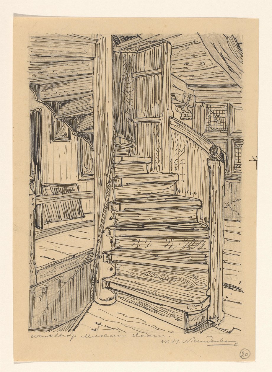 Kierreportaat Westfries-museossa Hoornissa tekijältä Wijnand Otto Jan Nieuwenkamp (signed by artist)
