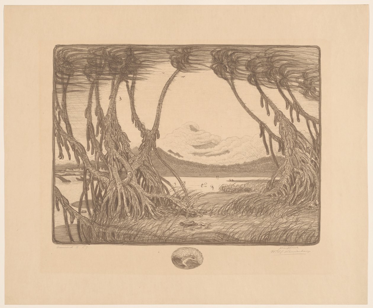 Merituuli, Jaavan etelärannikko Sea Wind I (alkuperäinen nimi esineessä) tekijältä Wijnand Otto Jan Nieuwenkamp (signed by artist)