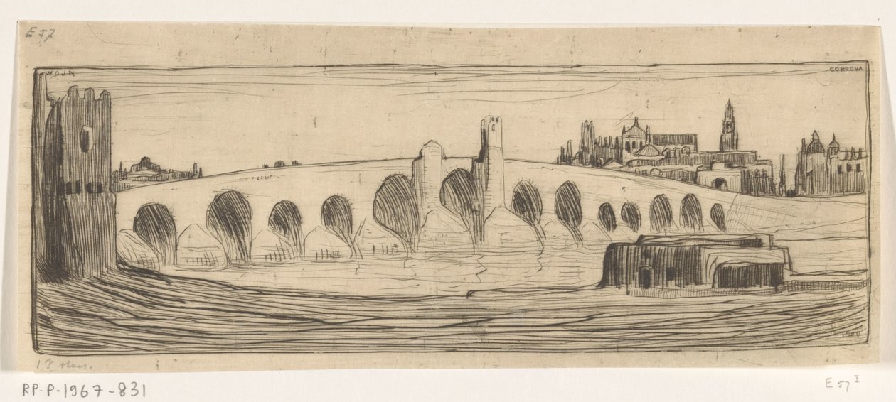 Romeinse brug Guadalquivirin yllä Cordobassa Brug te Cordova (alkuperäinen nimi) tekijältä Wijnand Otto Jan Nieuwenkamp