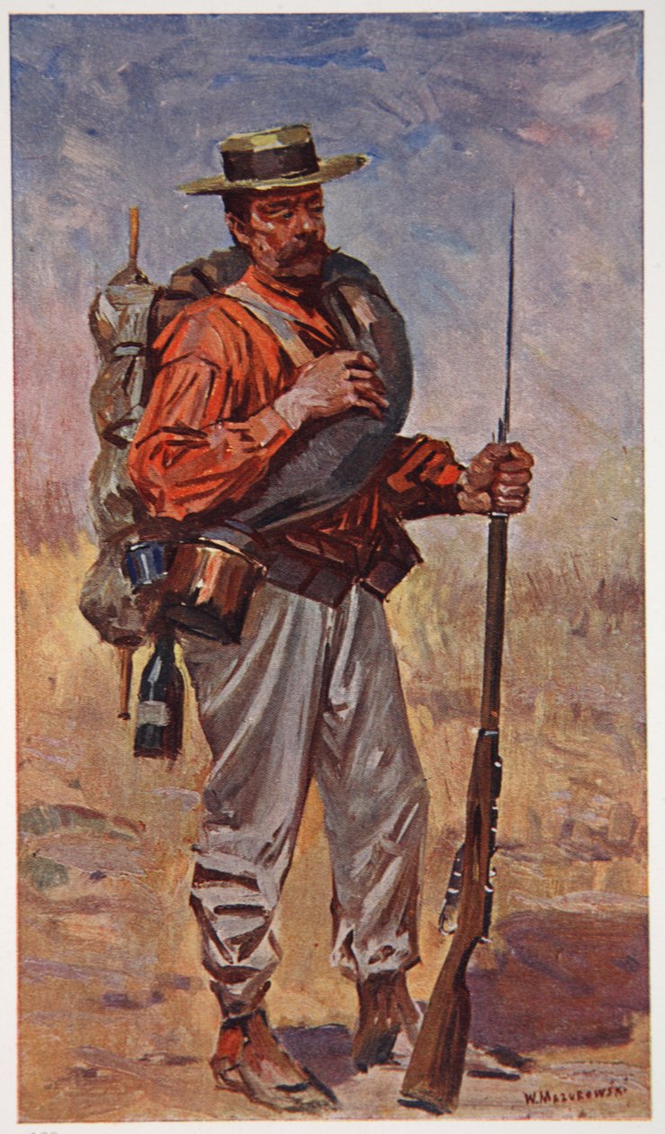 Venäläinen vapaaehtoinen lähellä Liao-Jangia, kuvitus teoksesta "Manchuria: kuvia Venäjän ja Japanin sodasta", toimittanut A. Martynoff, Pietari, 1907. tekijältä Wiktor Mazourowsky