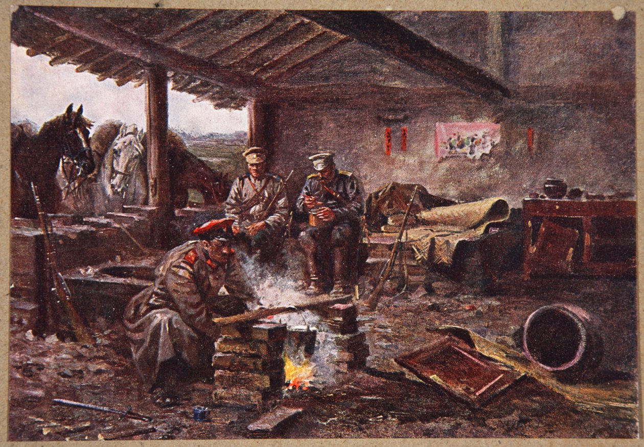 51 rykmentin lohikäärmeet suojassa puretussa fansassa, kuva Manchuria: kuvia Venäjän ja Japanin sodasta, toimittanut A. Martynoff, Pietari, 1907 tekijältä Wiktor Mazourowsky