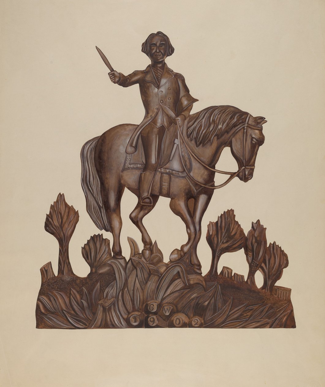 George Washington hevosen selässä, n. 1938. tekijältä Wilbur M Rice