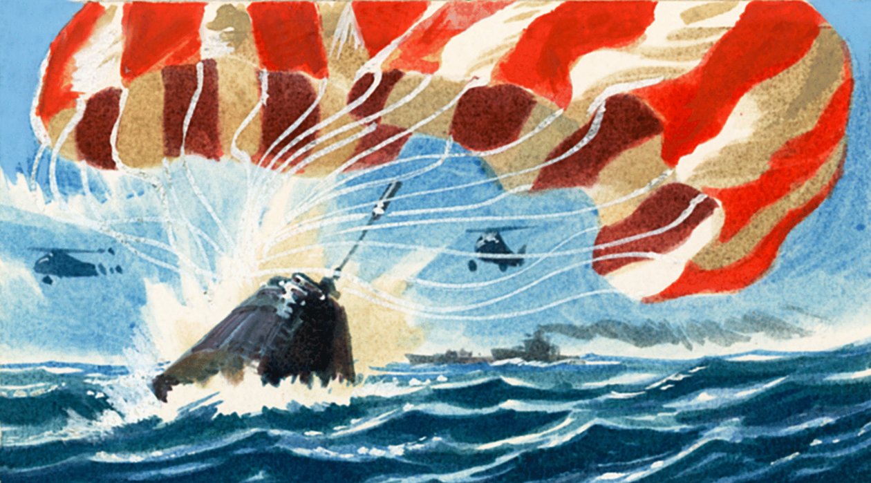 Avaruuskapseli palaa Maahan laskuvarjolla tekijältä Wilf (20th century) Hardy