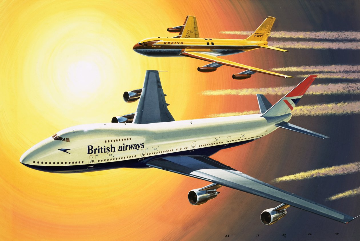 Boeing 747 ja Boeing 707 taustalla tekijältä Wilf (20th century) Hardy