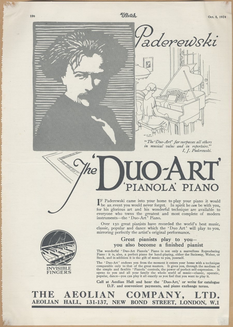 Aeolian Company Pianolas, 1924 tekijältä Wilfred Fryer