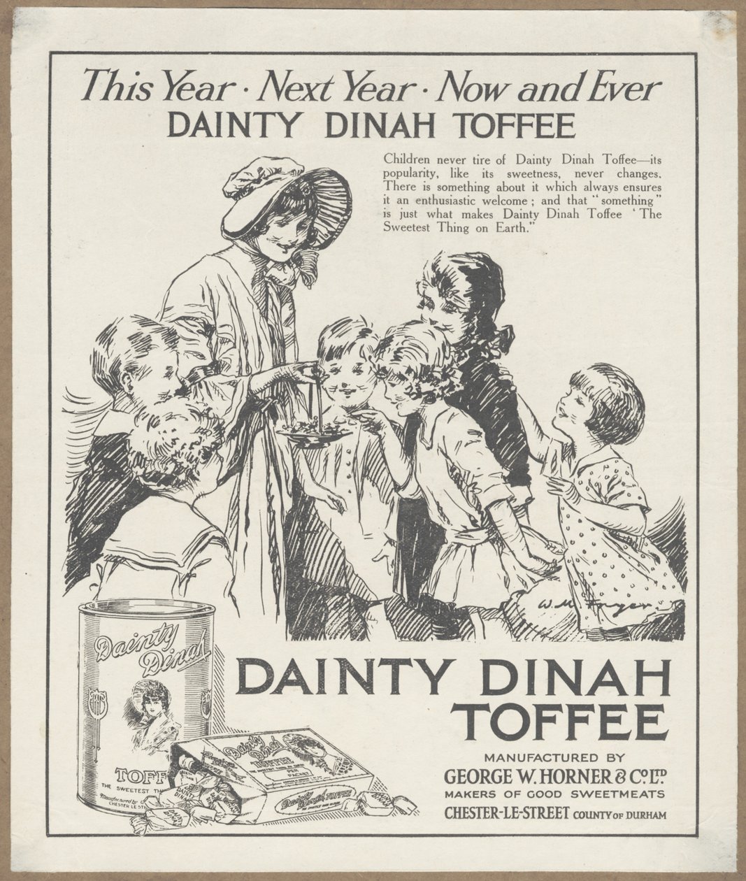 Tyylikäs Dinah Toffee, n. 1920 tekijältä Wilfred Fryer