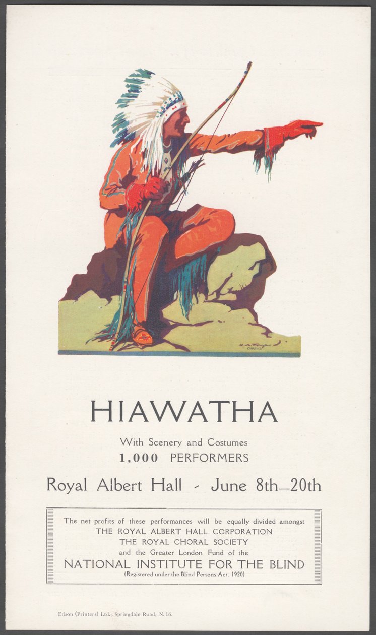 Hiawatha-teatterin mainos tekijältä Wilfred Fryer