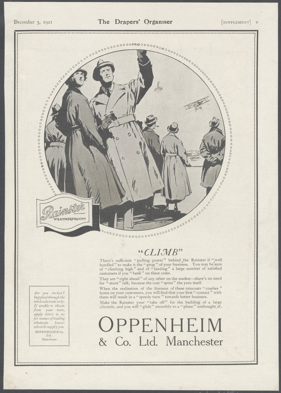 Oppenheim & Co Menswear, 1929 tekijältä Wilfred Fryer