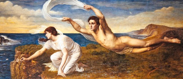 Boreas ja Corithyia, n. 1890 (öljy kankaalle) tekijältä Wilfred Gabriel de Glehn