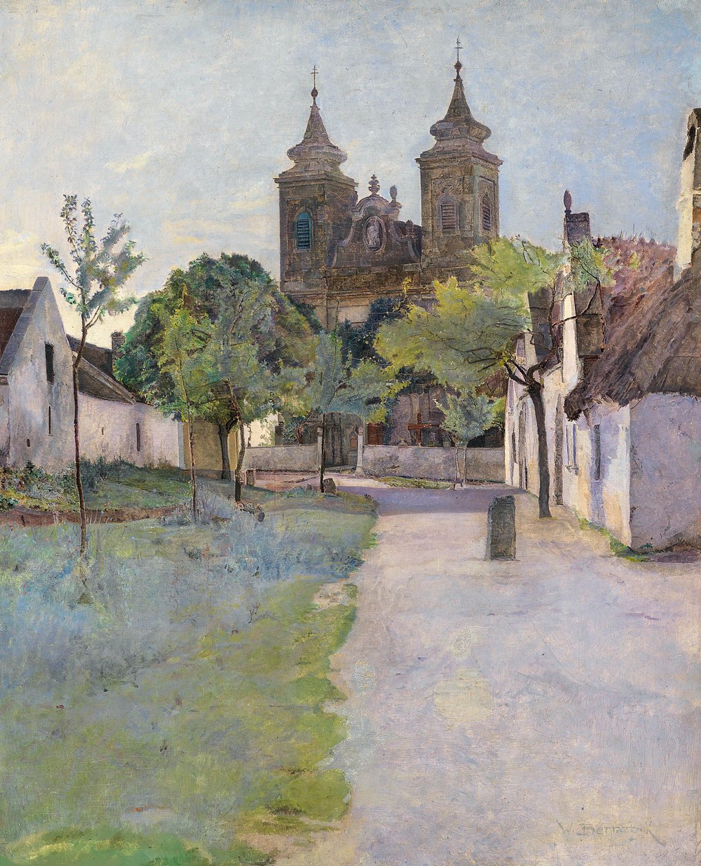 Blick auf einen Kirchenvorplatz tekijältä Wilhelm Bernatzik