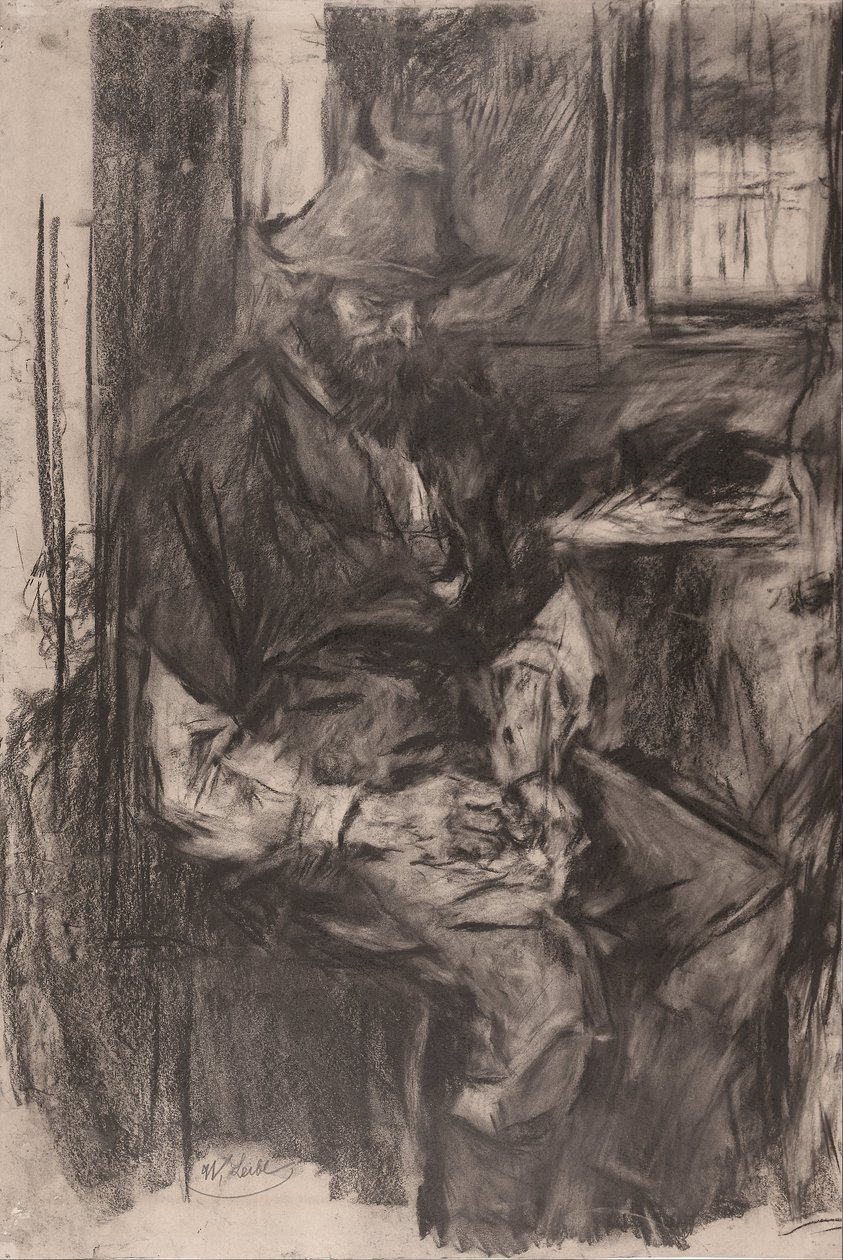 Maanviljelijä pöydän ääressä, täytti putken, 1894 tekijältä Wilhelm Maria Hubertus Leibl