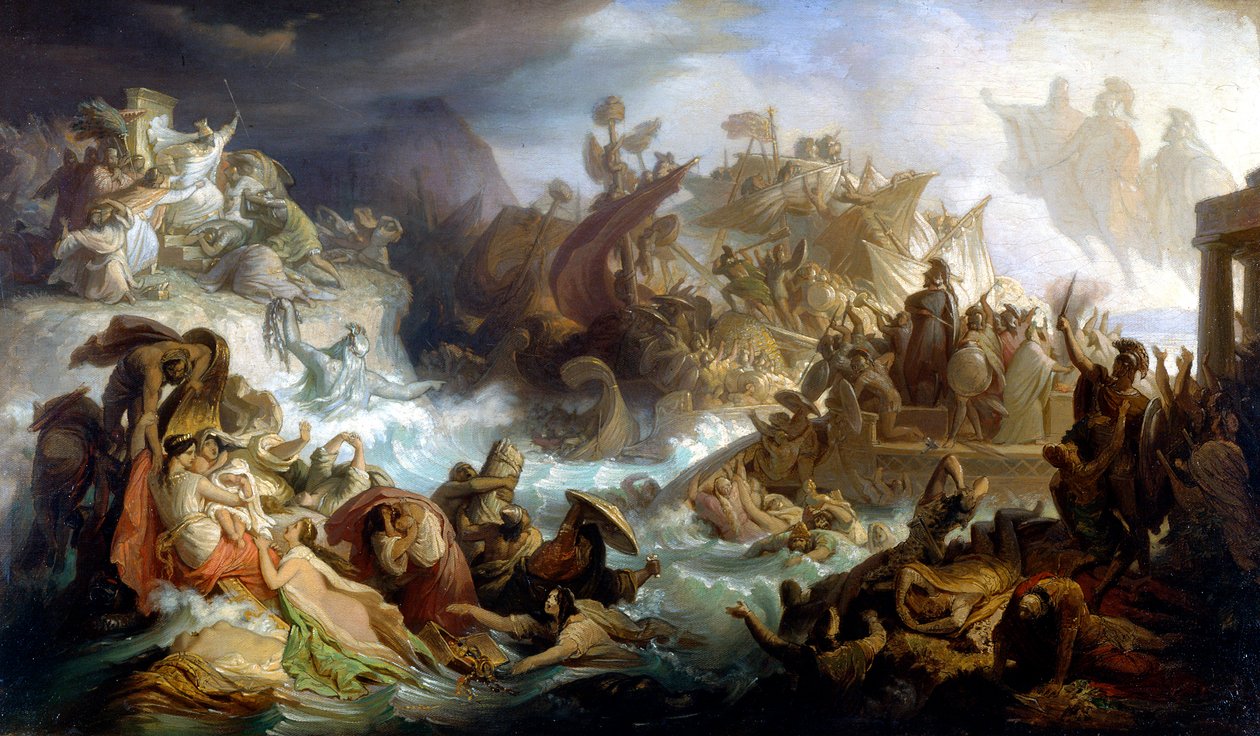 Allegoria Salamin taistelusta, 1858 tekijältä Wilhelm von Kaulbach