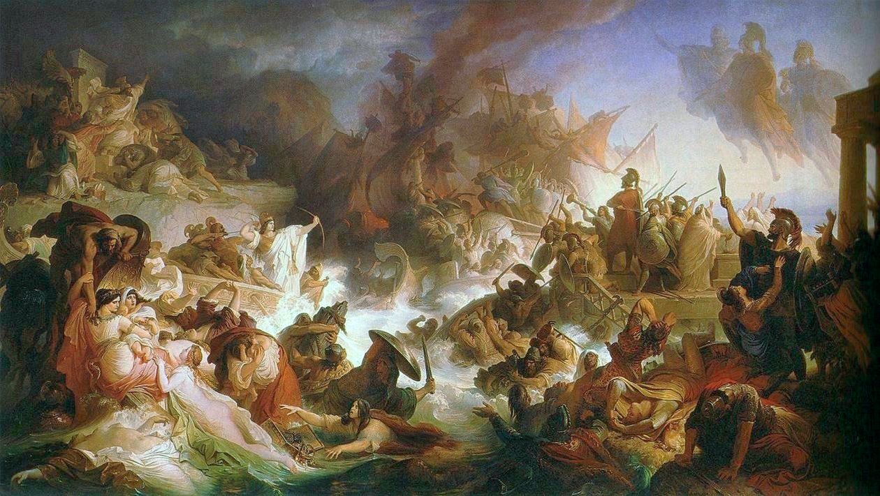 Die Seeschlacht bei Salamis tekijältä Wilhelm von Kaulbach