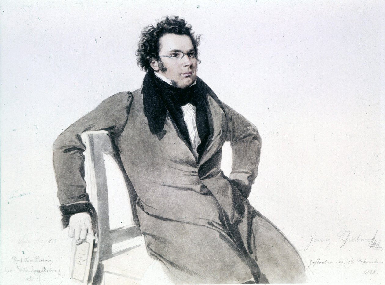 Franz Schubert (1797 - 1828), August Reiderin akvarelli tekijältä Wilhelm August Rieder