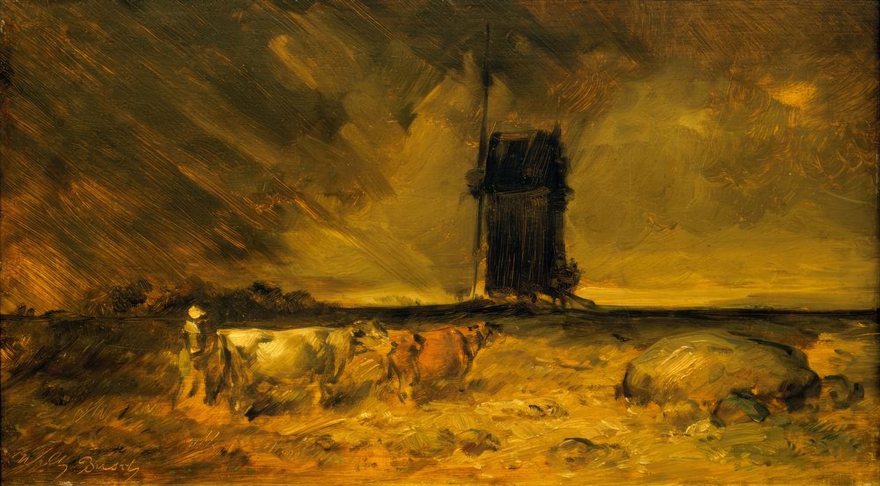 Große Gewitterlandschaft mit Windmühle tekijältä Wilhelm Busch