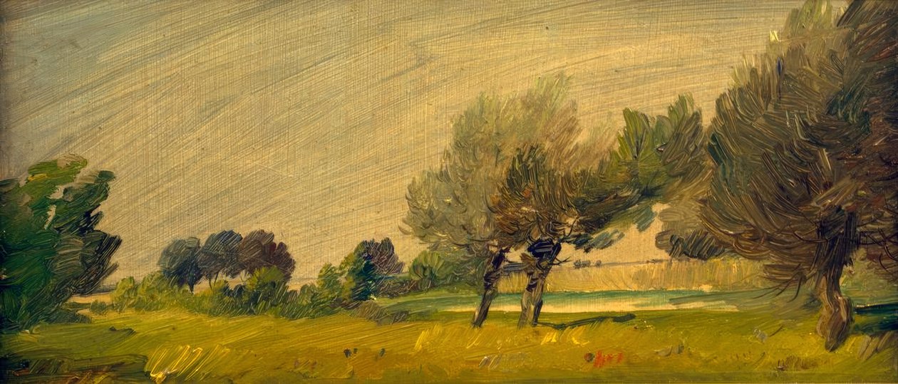 Grüne Sommerlandschaft – Weiden am Teich tekijältä Wilhelm Busch