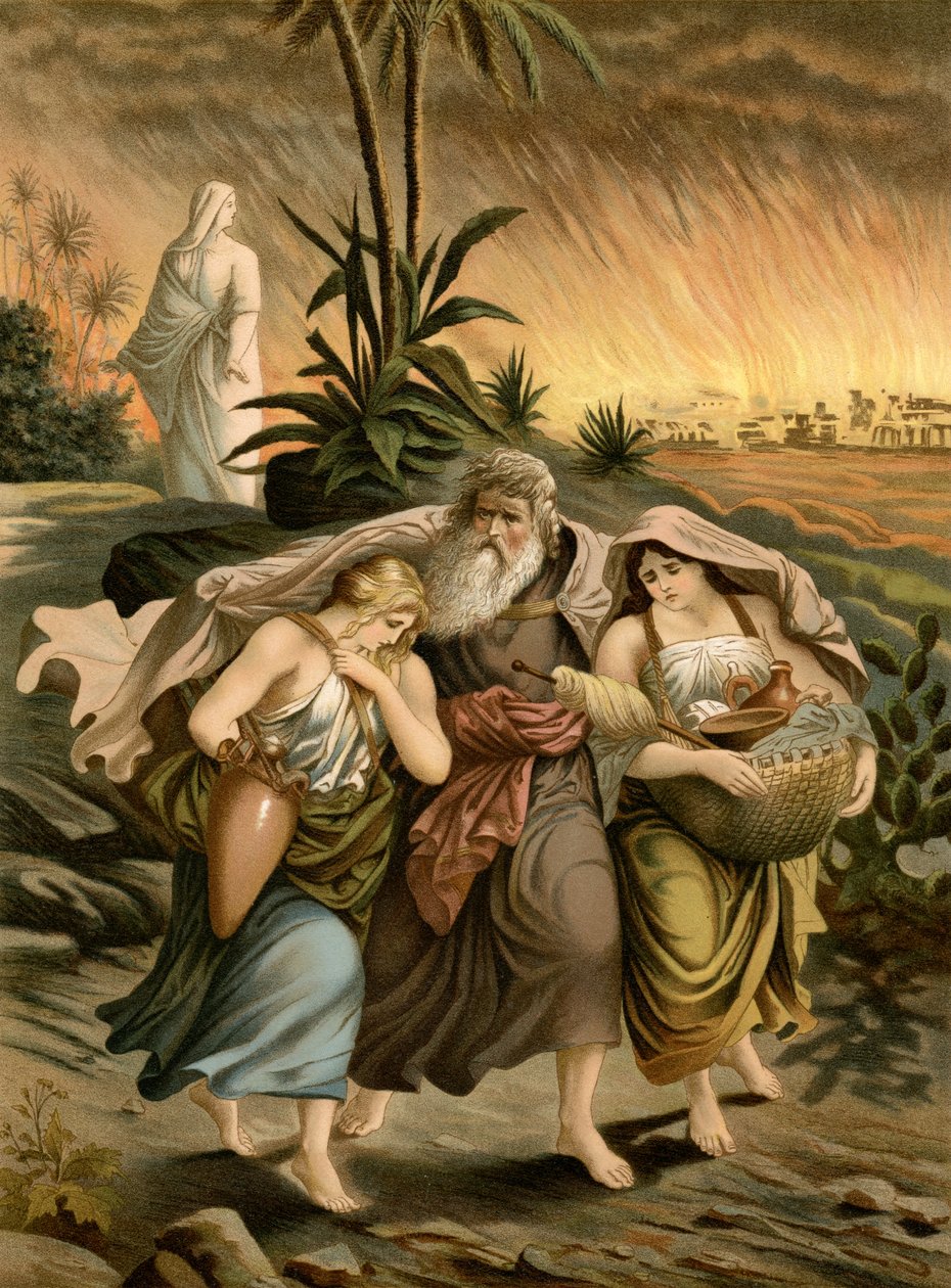 Erä pakenee Sodomasta (väri litho) tekijältä Wilhelm Ebbinghaus