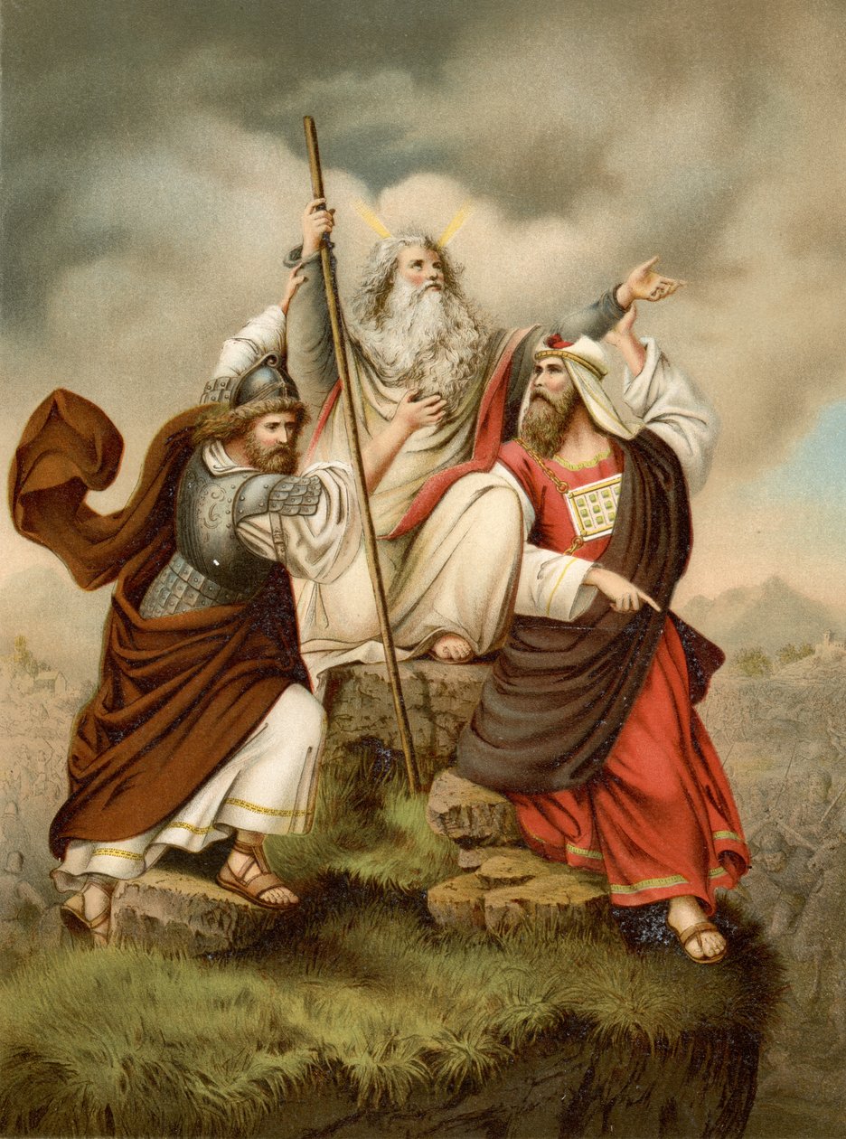 Mooses rukoilee amalekilaisia vastaan (väri litho) tekijältä Wilhelm Ebbinghaus
