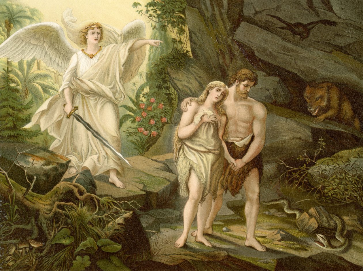 Karkotus paratiisista (väri litho) tekijältä Wilhelm Ebbinghaus