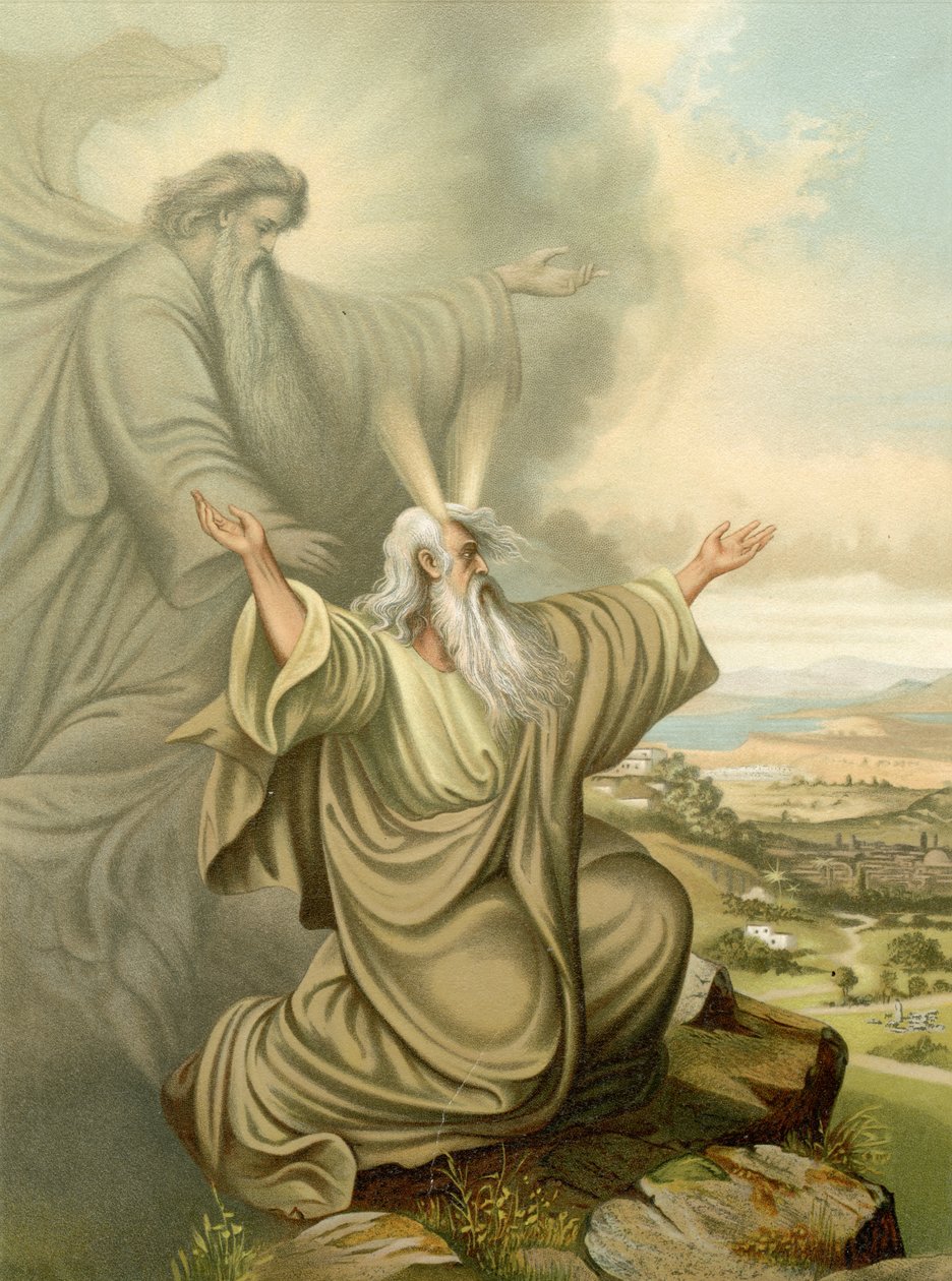 Herra näyttää Moosekselle luvatun maan (väri litho) tekijältä Wilhelm Ebbinghaus