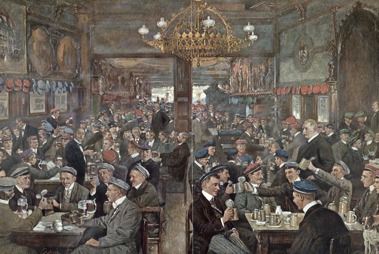 Thuringer Hofin opiskelijabrasserie Leipzigissä, noin 1900 tekijältä Wilhelm Gause