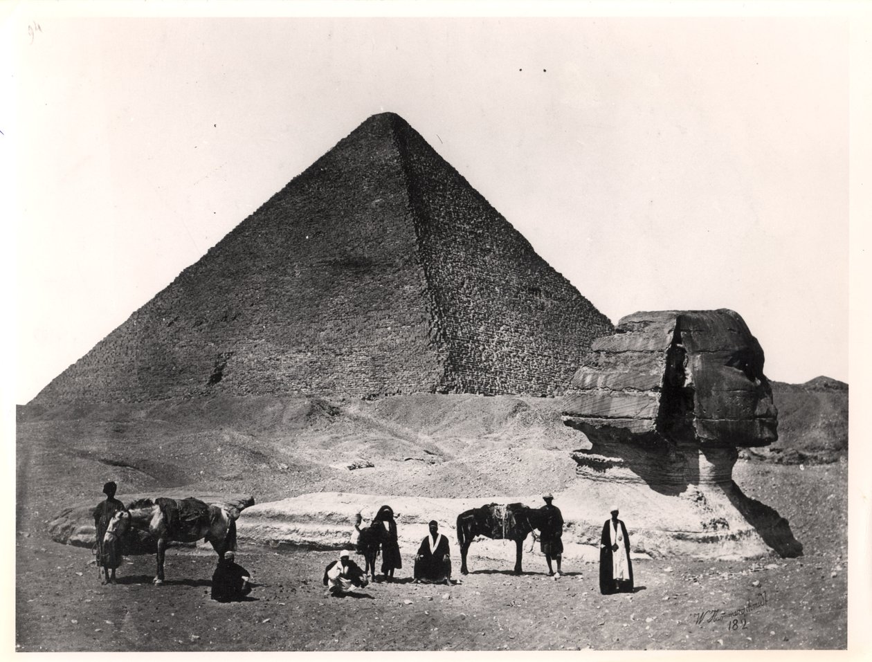 Sfinksi ja Khufun suuri pyramidi Gizassa, noin 1860 tekijältä Wilhelm Hammerschmidt
