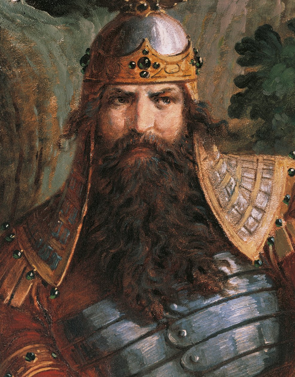 Gunther, Burgundin kuningas, n. 1882–1883 (seinämaalaus) tekijältä Wilhelm Hauschild