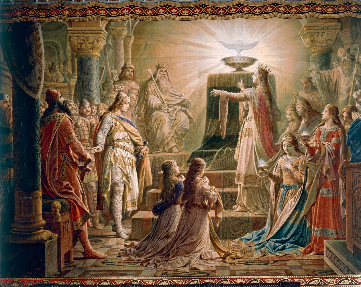 Graalin ihme, Lohengrin-saagasta, Salon (öljy kankaalle) tekijältä Wilhelm Hauschild