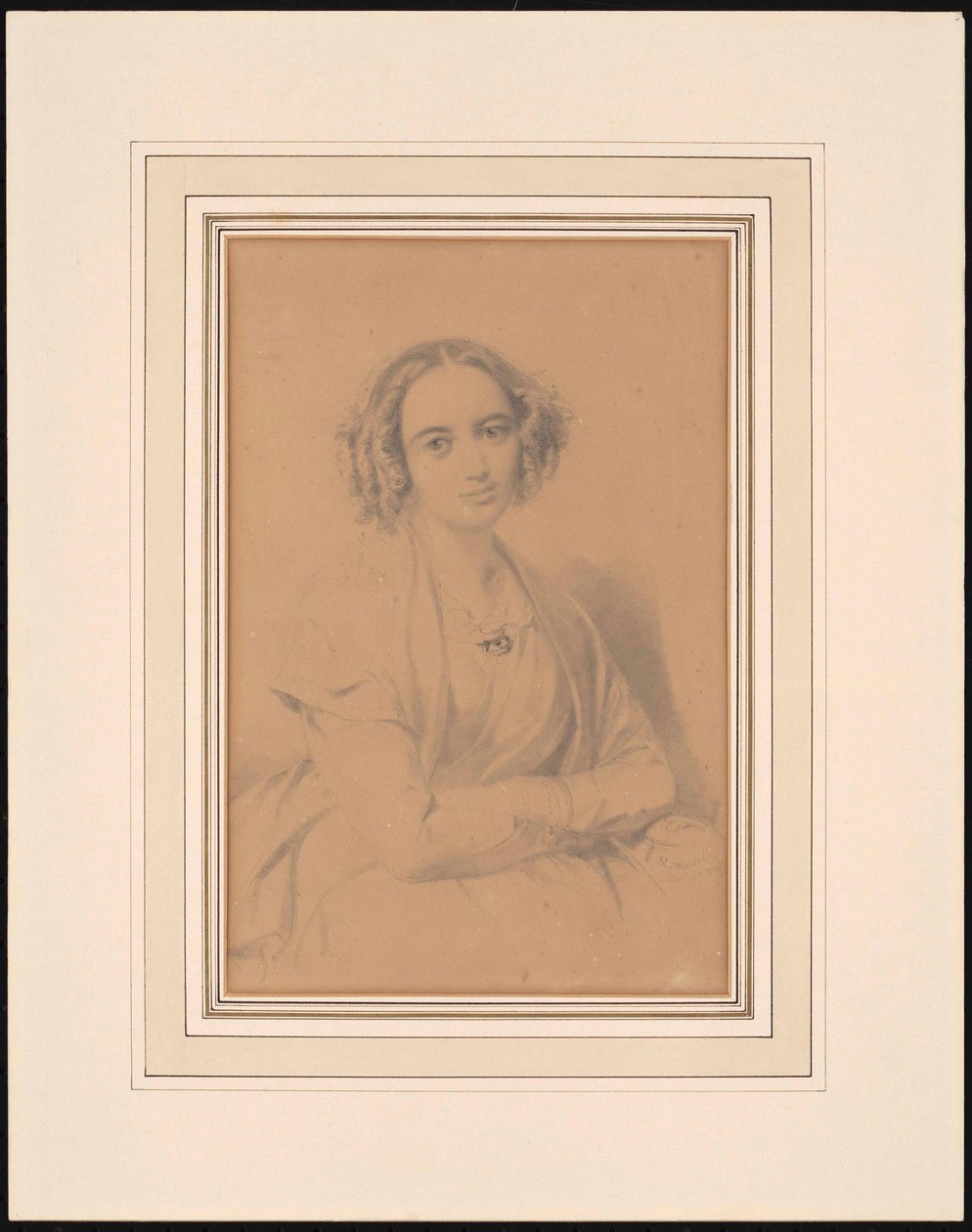 Säveltäjä Fanny Henselin muotokuva, os. Mendelssohn 1805-1847, 1847. tekijältä Wilhelm Hensel