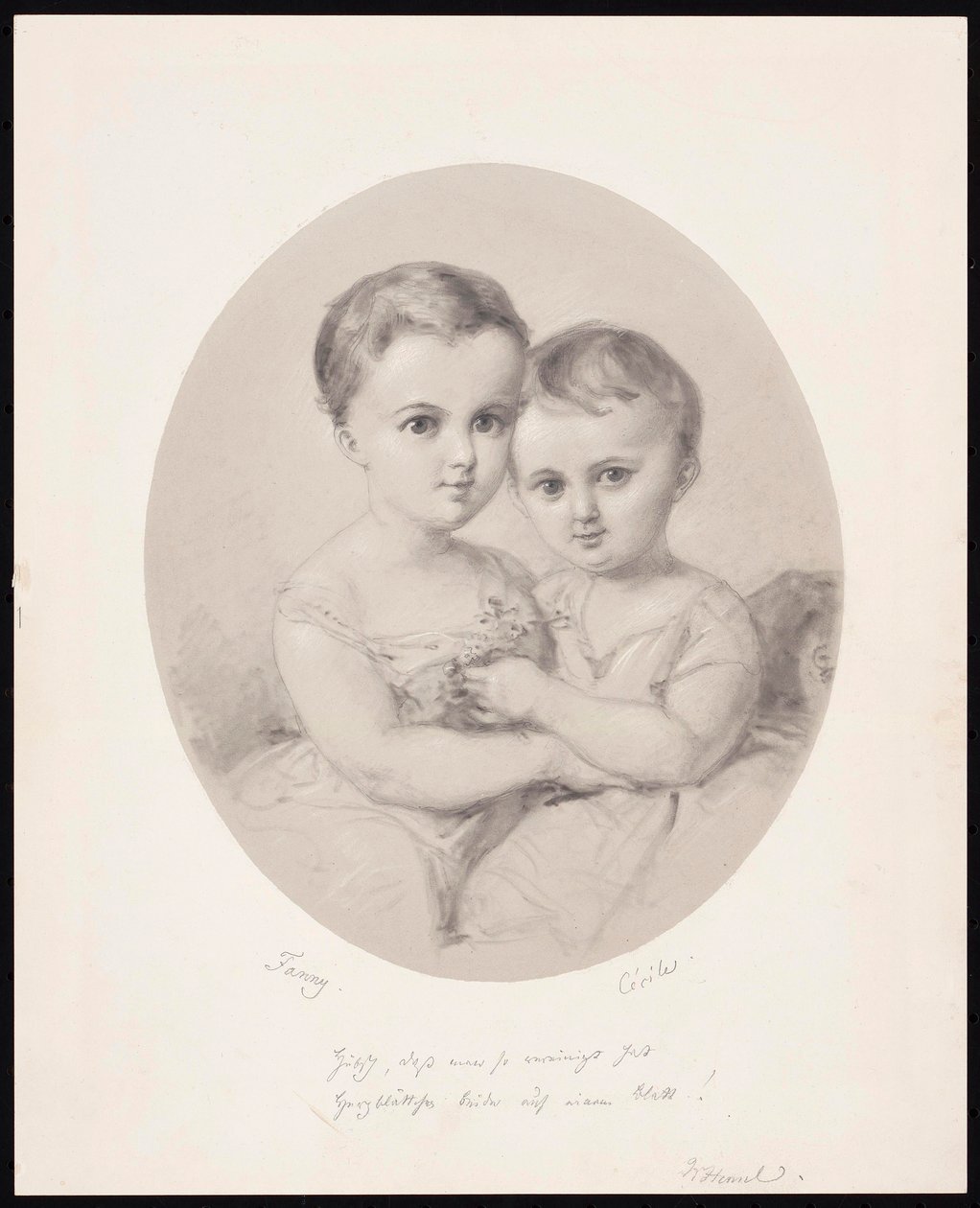 Tyttärentytär Fanny ja Cécile Hensel, noin 1860. tekijältä Wilhelm Hensel