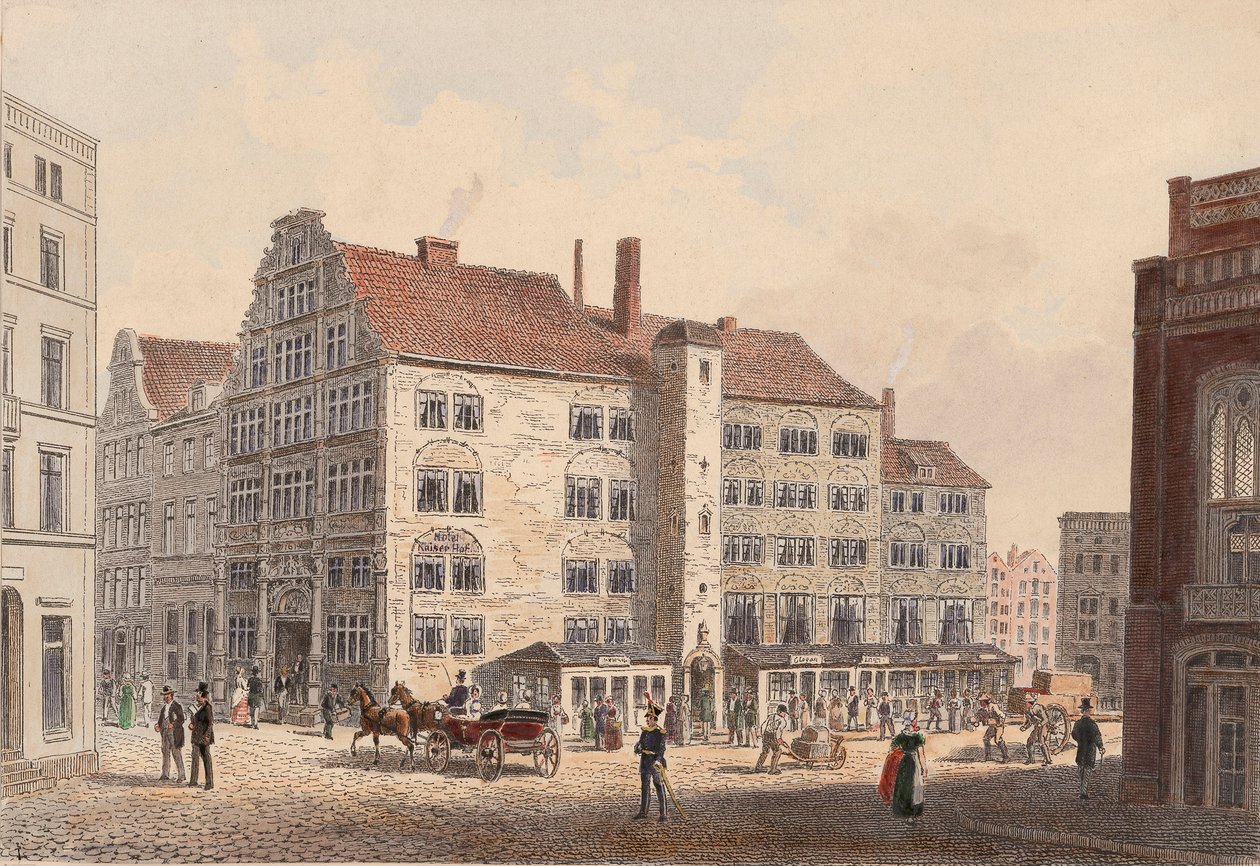 Hampuri 1845 kaiserhof-hotelli - näkymä sivulta tekijältä WIlhelm Heuer