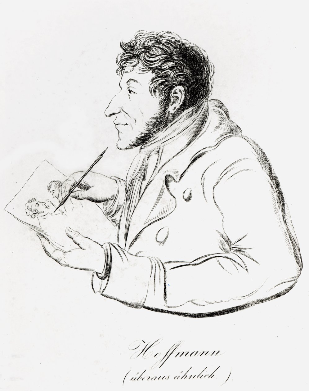 Omakuva Hoffmannista, joka kuvaa itseään tekemässä omakuvaa (bw-kuva) tekijältä Wilhelm Hoffmann