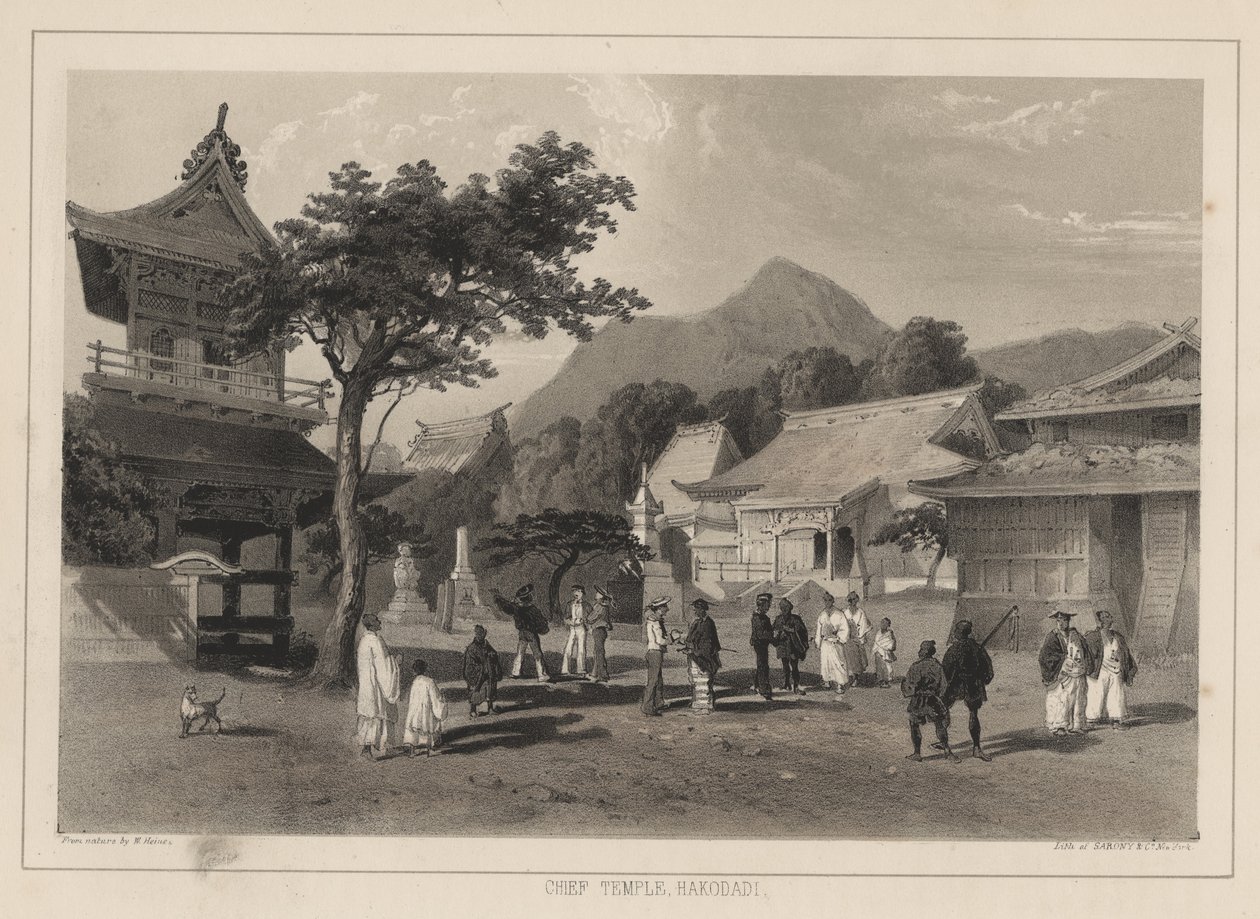 Päätemppeli, Hakodadi, 1855 tekijältä Wilhelm Joseph Heine