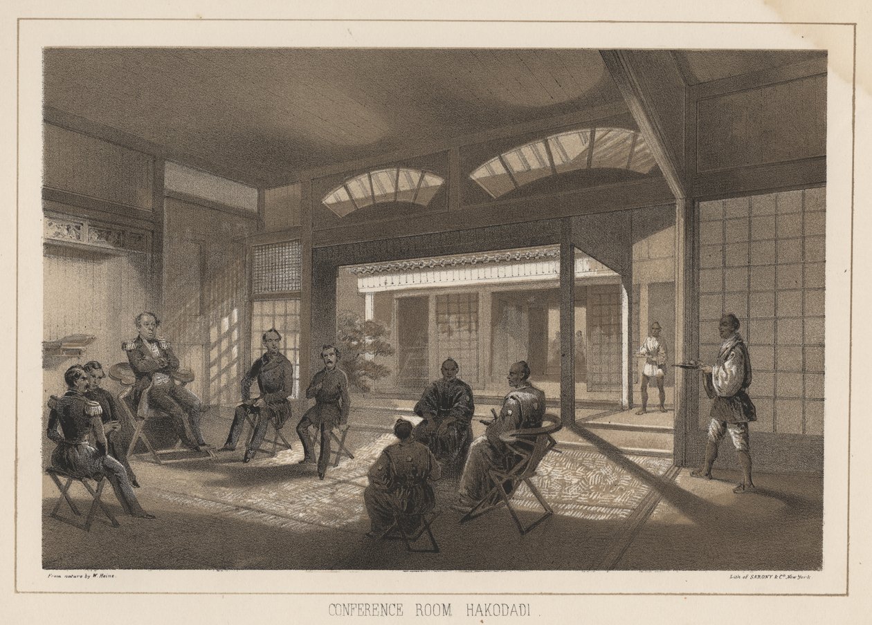 Kokoushuone, Hakodadi, 1855 tekijältä Wilhelm Joseph Heine