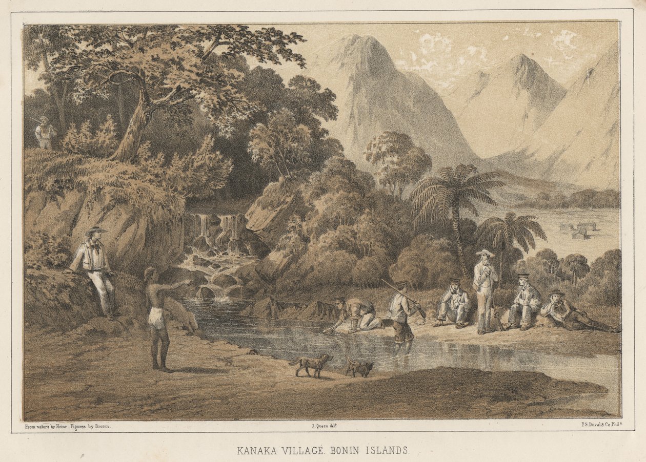 Kanaka Village Bonin Islands, 1855 tekijältä Wilhelm Joseph Heine