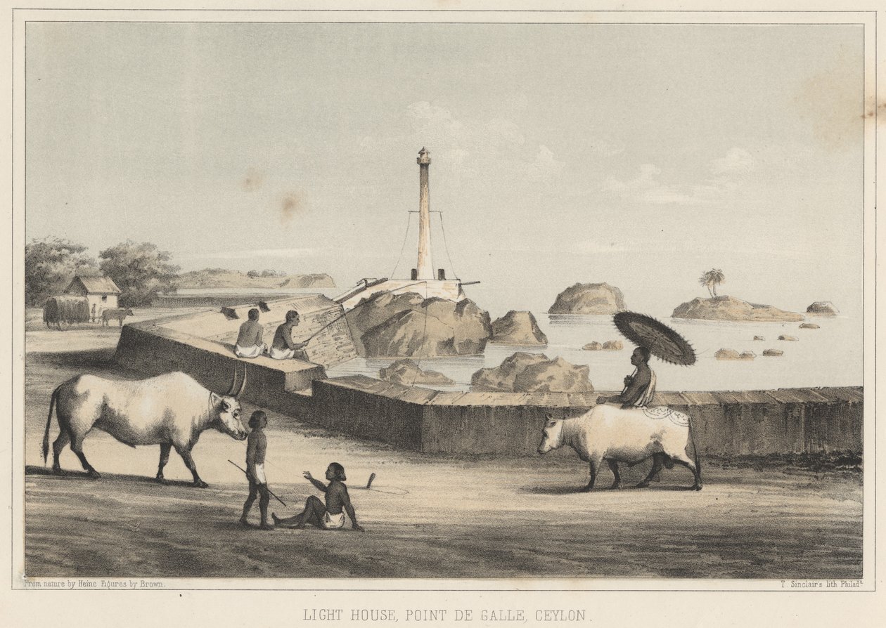 Majakka, Point de Galle, Ceylon, 1855 tekijältä Wilhelm Joseph Heine